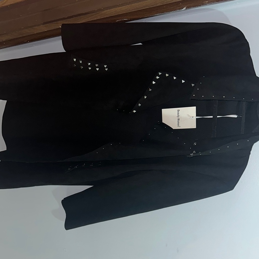 Edgy Black Blazer with Metallic Studs